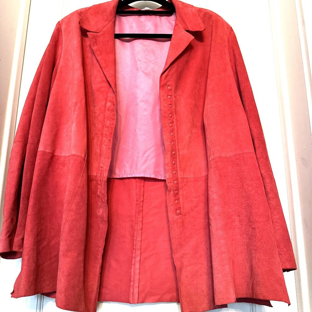 Pink Suede or Microsuede Designer Jacket  Marina Rinaldi  Made in Italy    XXL